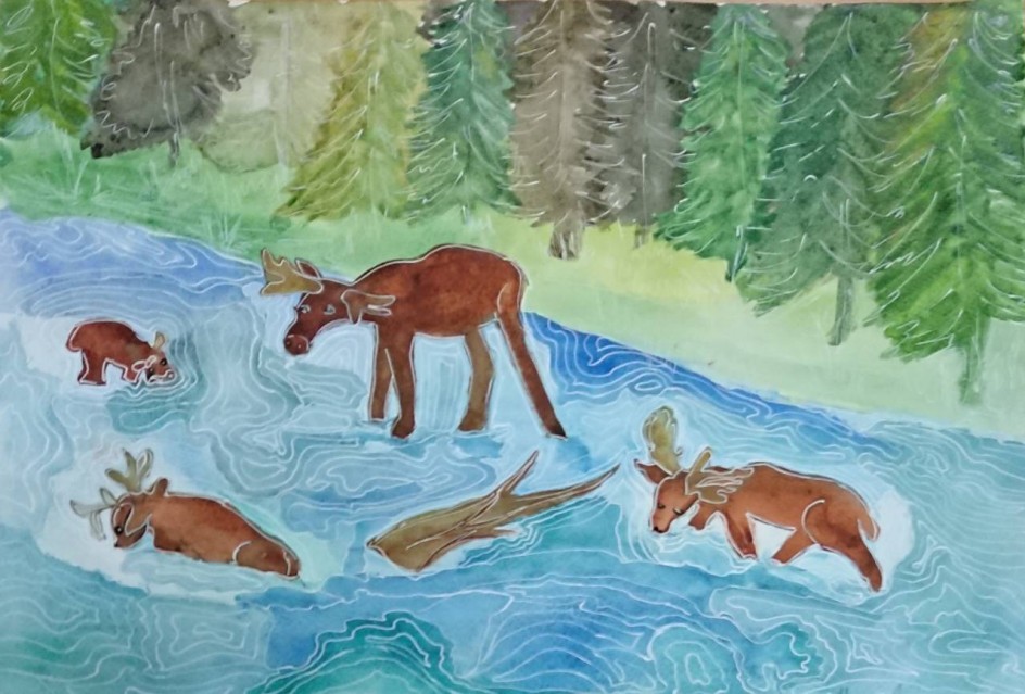 Обитатели леса вышли на водопой