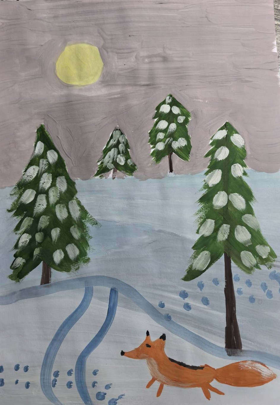 Лисица в зимнем лесу