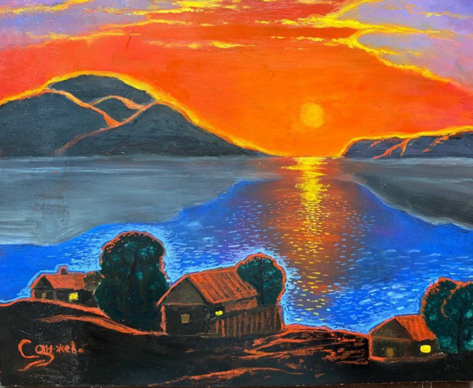 Пылающий вечер на Байкале.