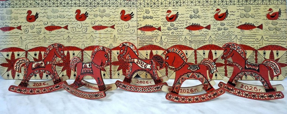 Ёлочные игрушки - Мезенские лошадки качалки