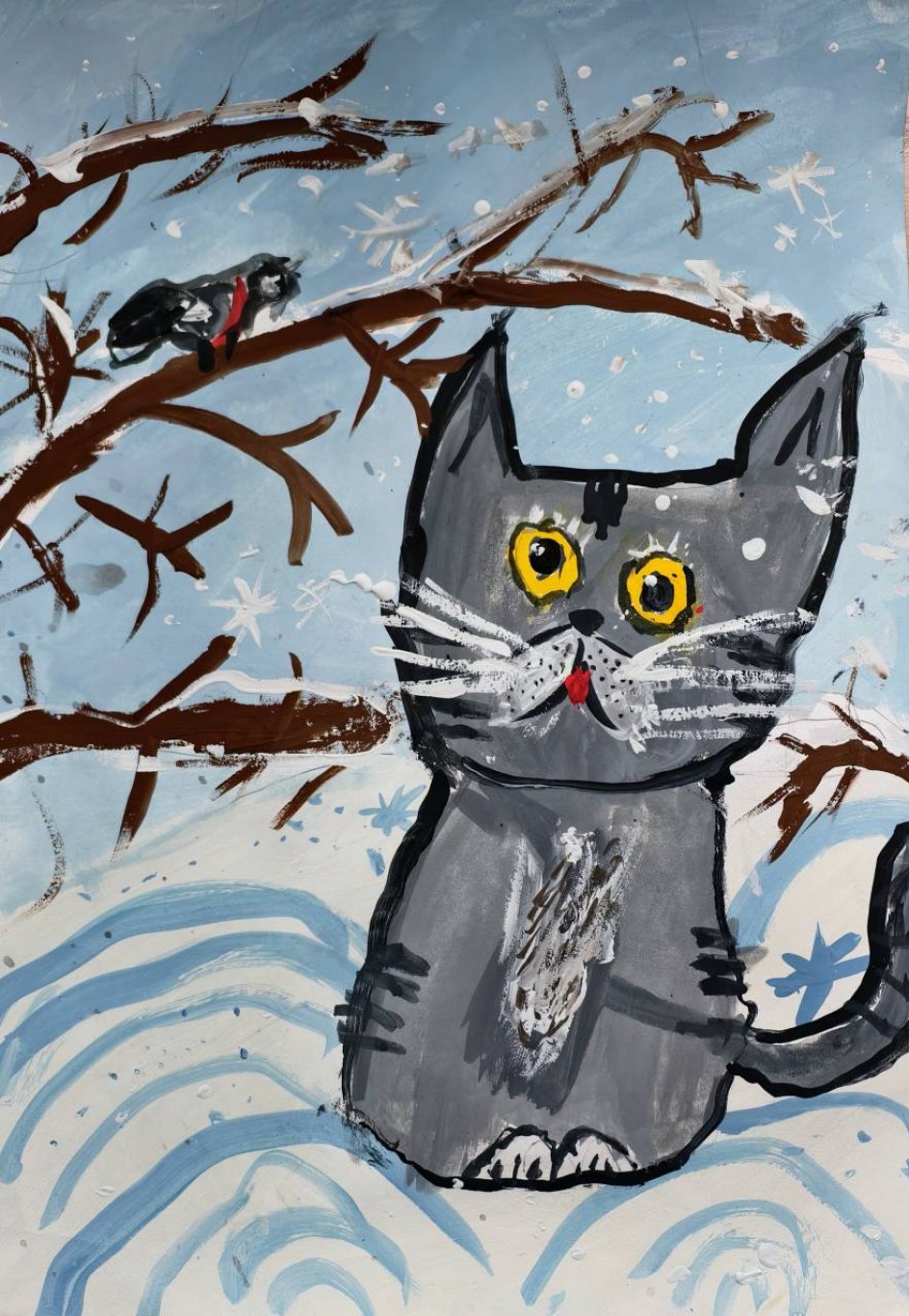 Котенок и снегирь