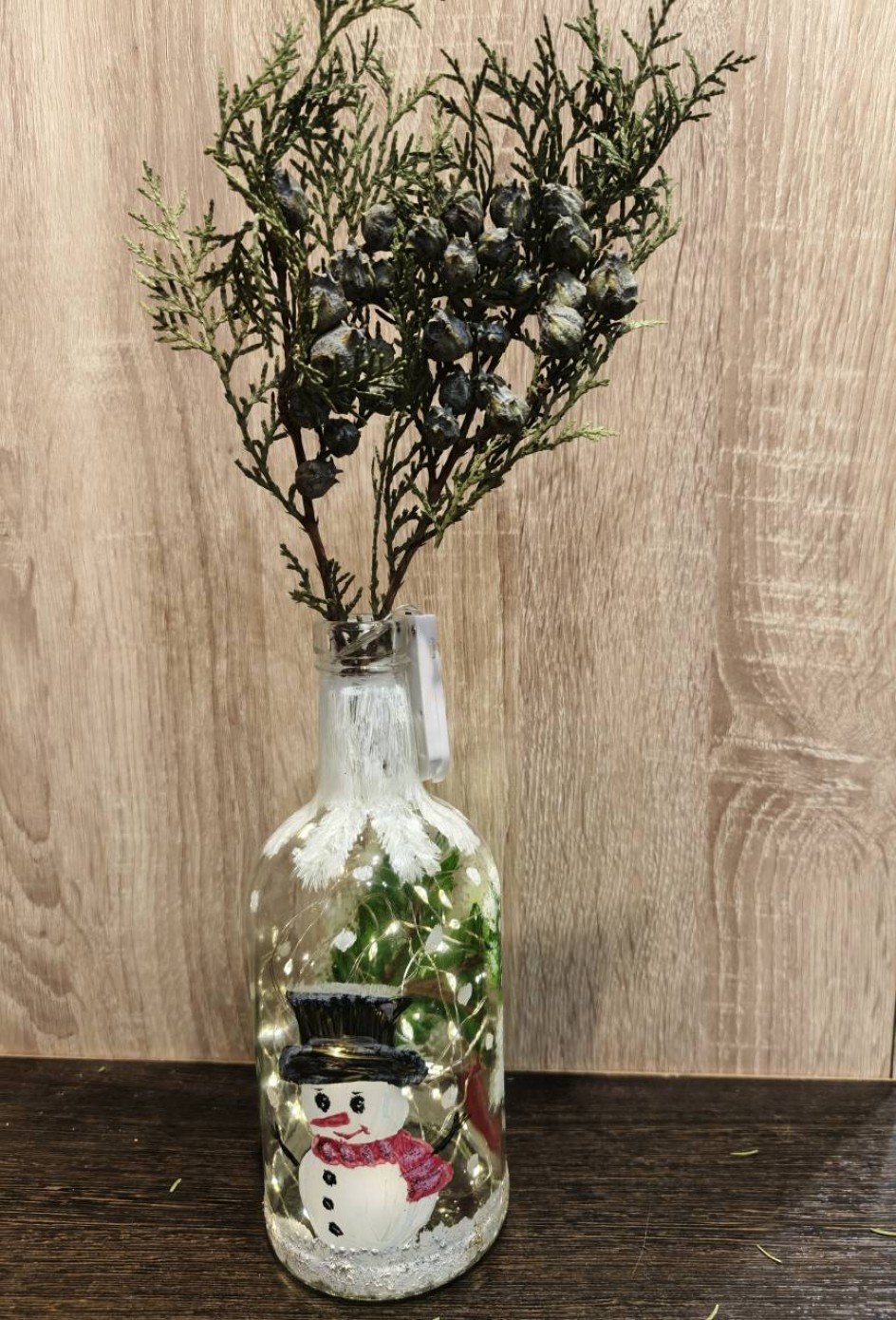 Роспись новогоднего светильника-Апсайклинг стекла