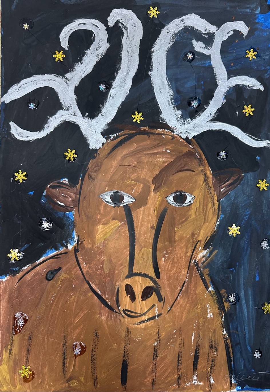 Сказочный олень под звездным небом