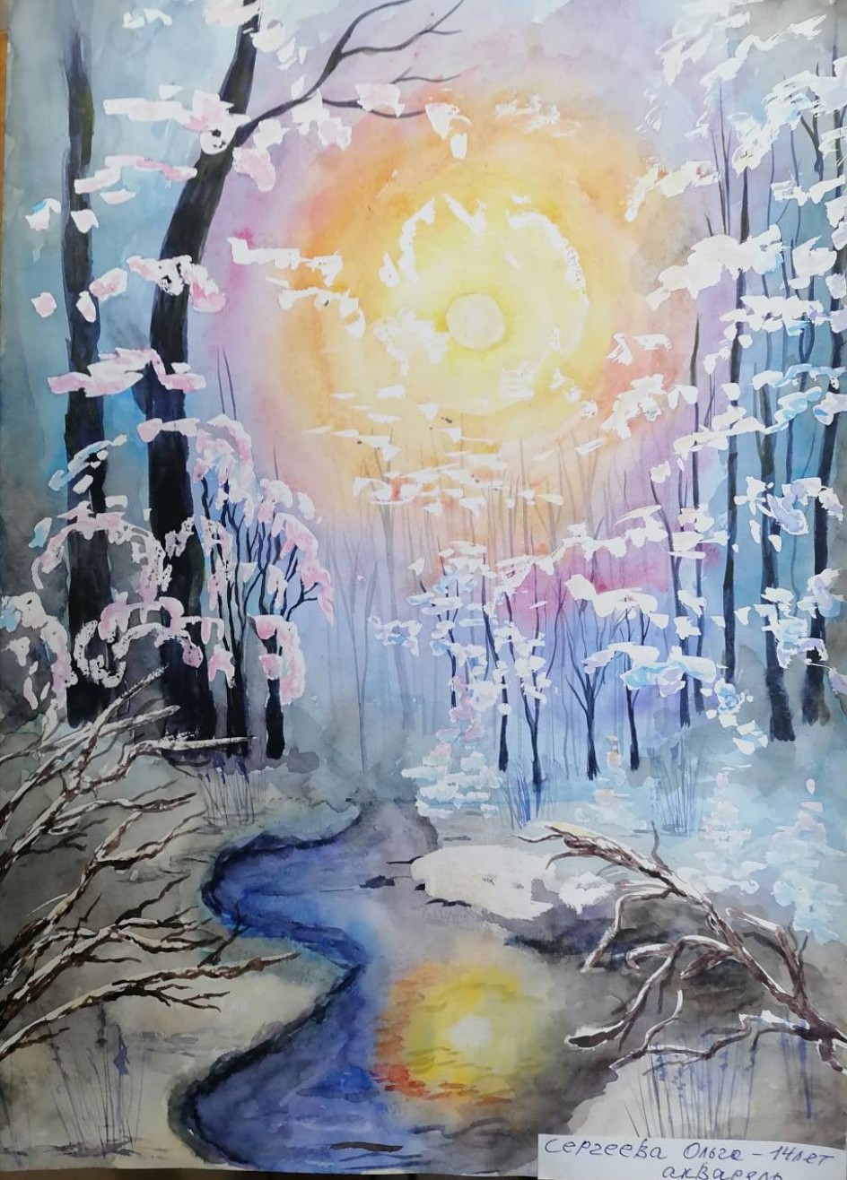 Восход в зимнем лесу