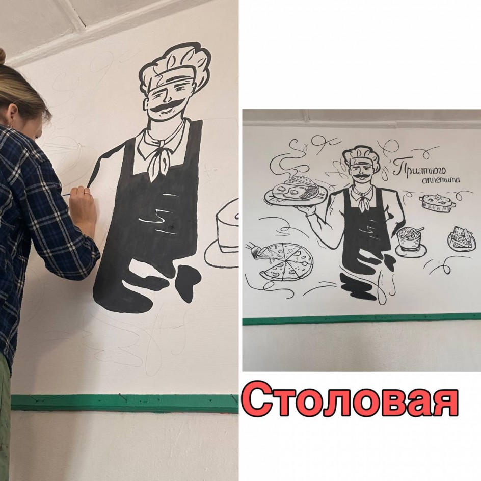 Роспись стен в столовой ДОУ