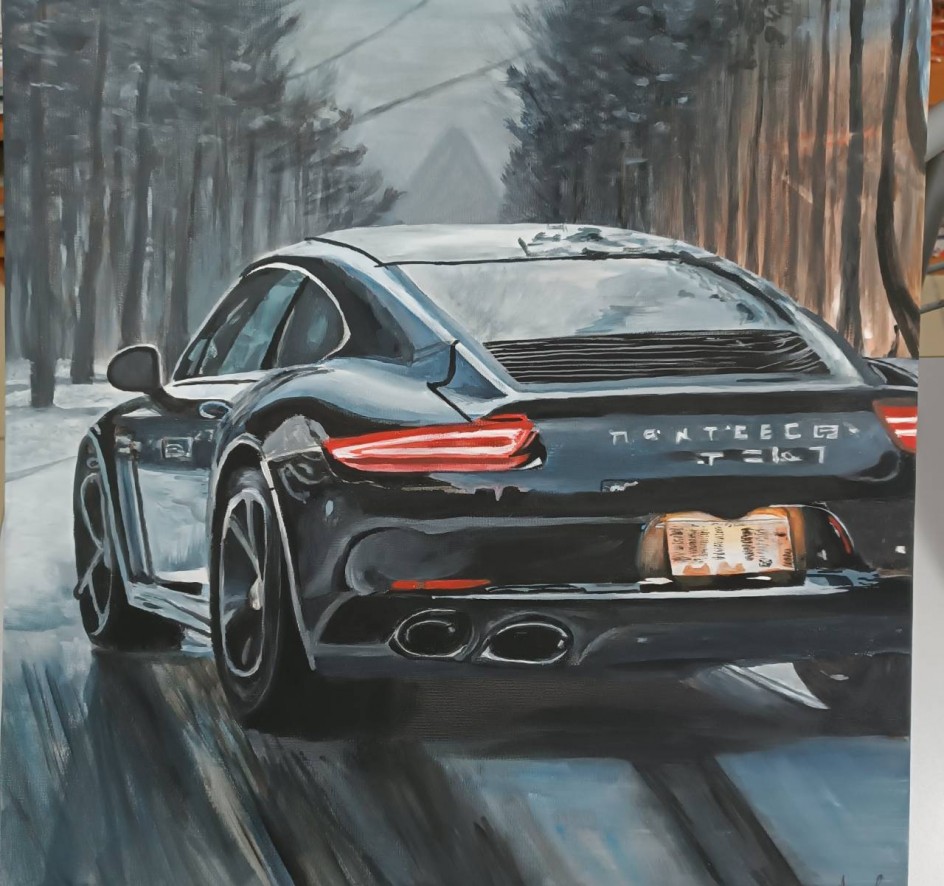 Porshe и зимняя дорога