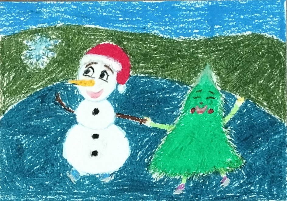 Веселая прогулка Снеговика и Ёлочки