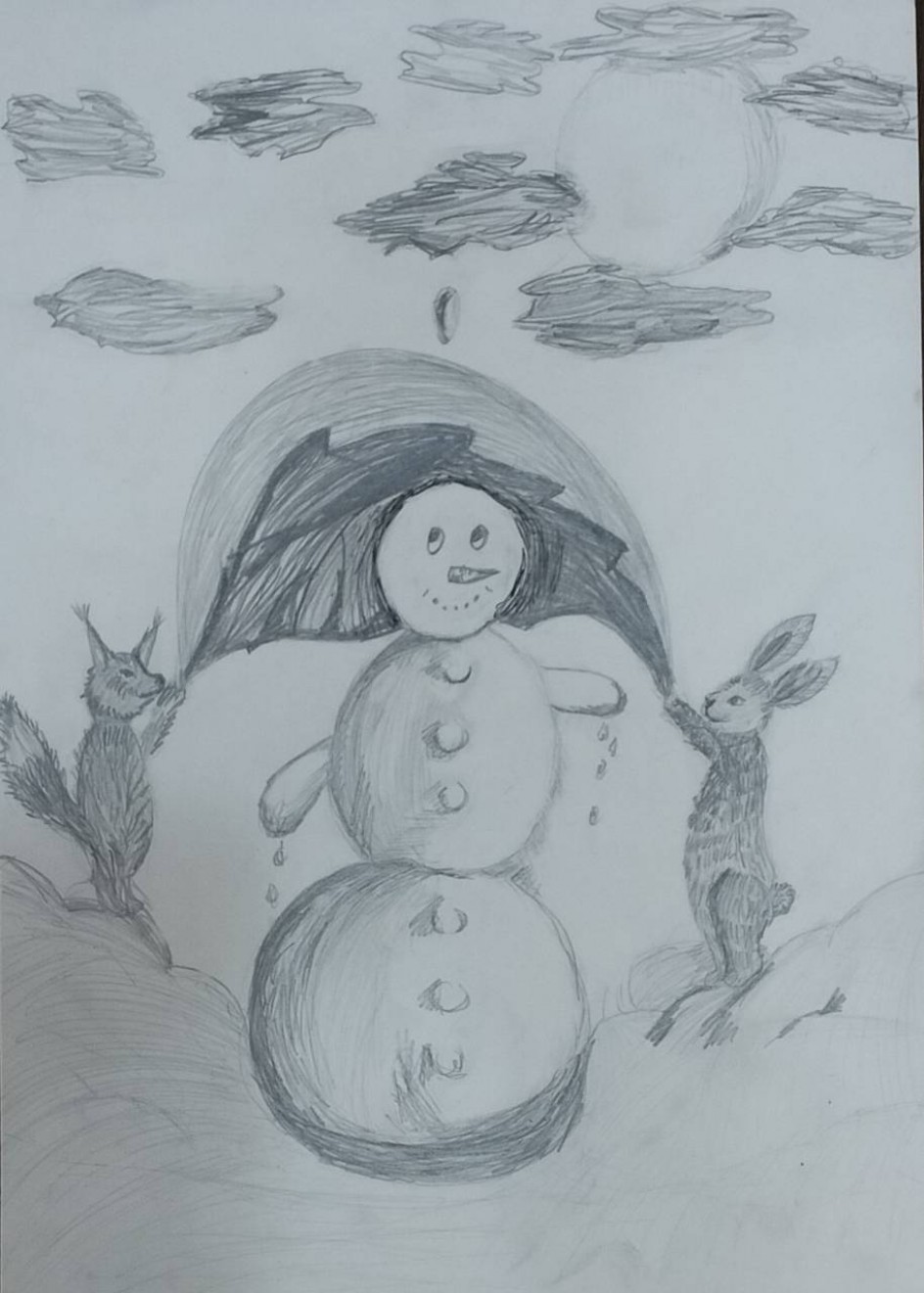 Жалко расставаться с другом Снеговиком