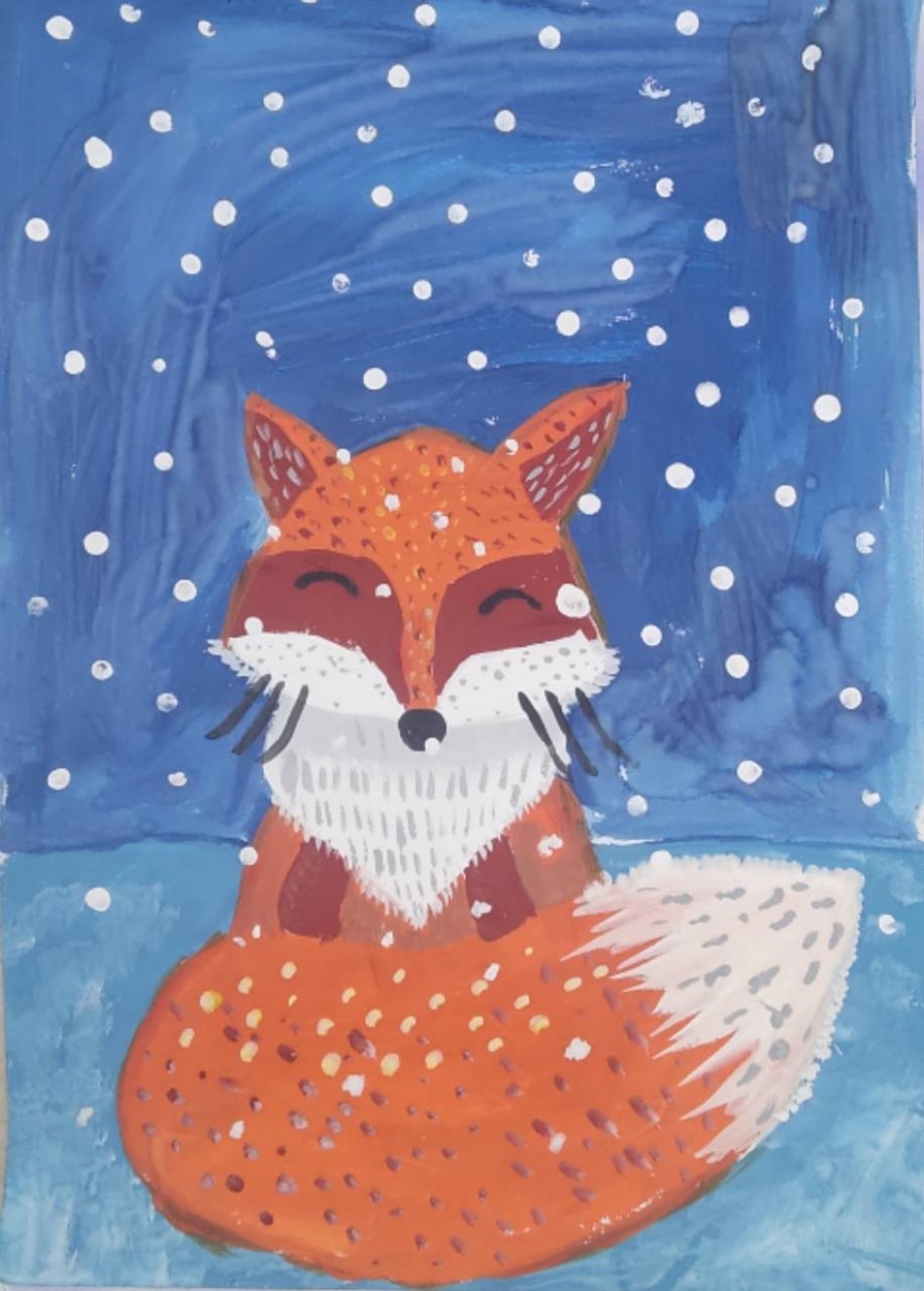 лисичка радуется зиме