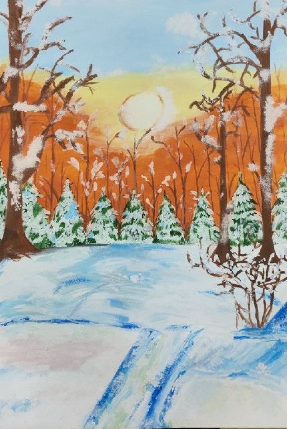 Зимний вечер в лесу