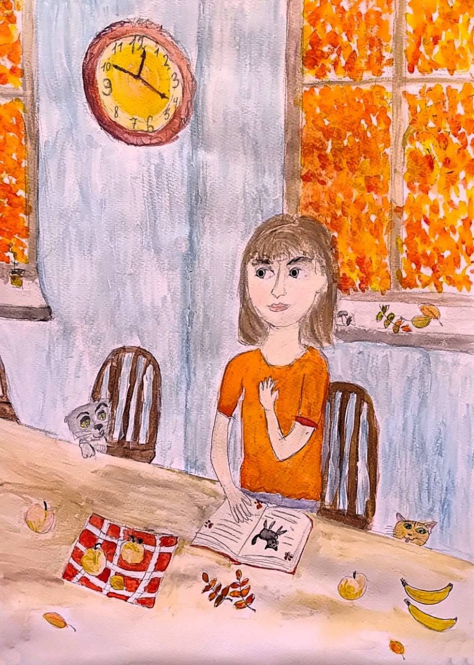 По мотивам картины В.Серова "Девочка с персиками"