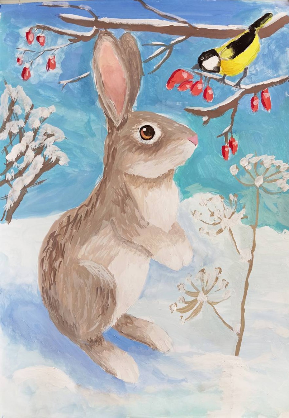 Зайчик и птичка