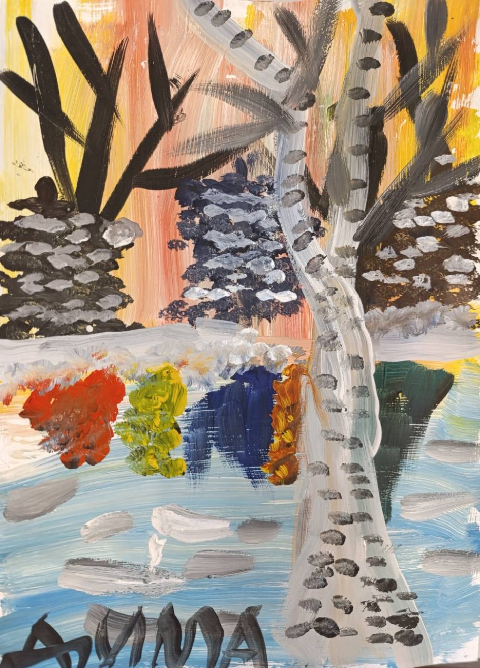 Зима на лесном озере.