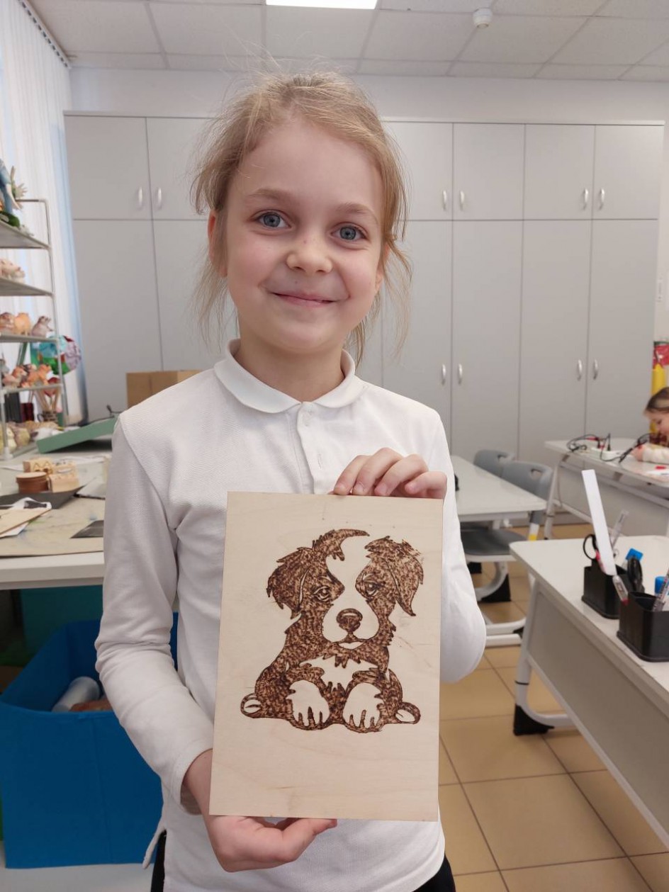 Выжигание по дереву. "Щенок"