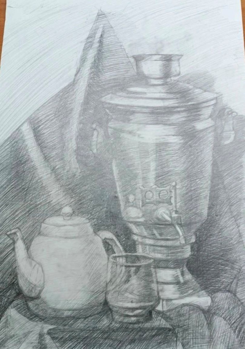 Натюрморт с чайником. Графика