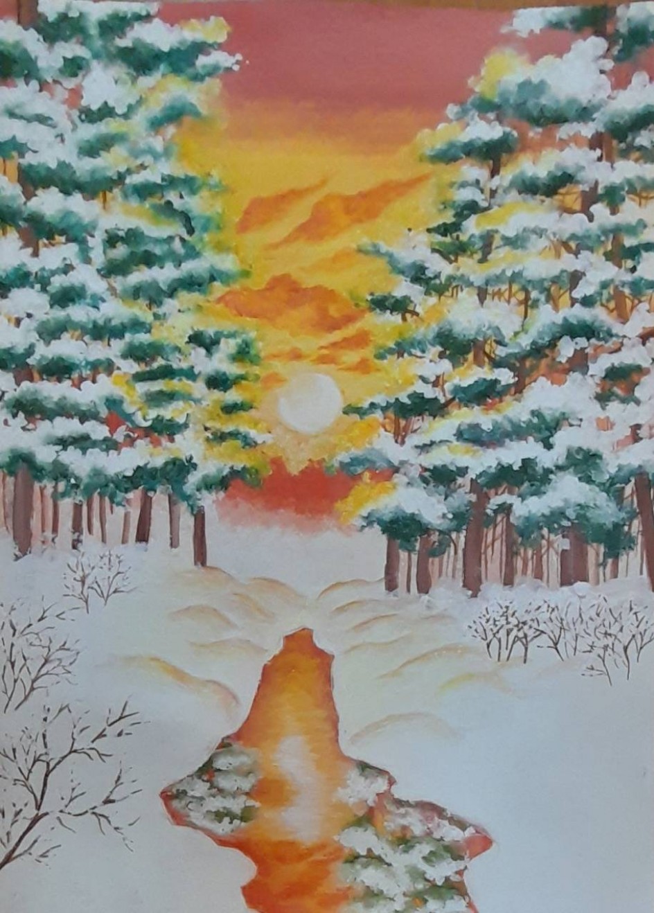 Иель сквозь иней зеленеет, и речка подо льдом блестит