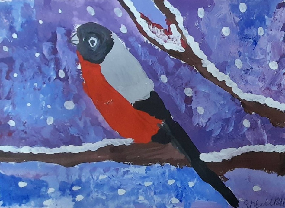 Как розовые яблоки на ветках снегири