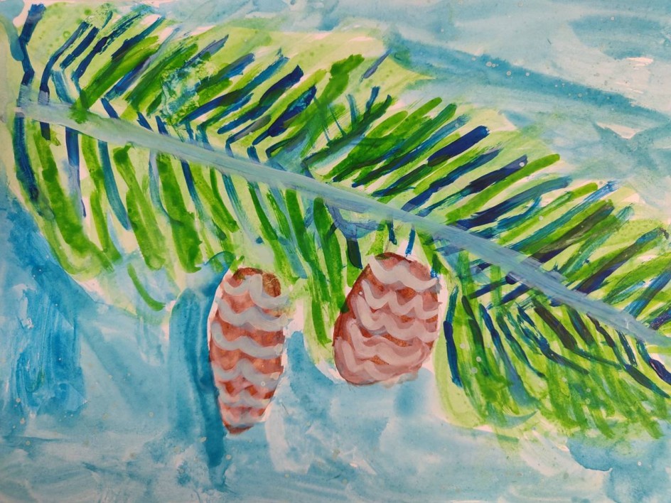 Зимняя хвойная веточка