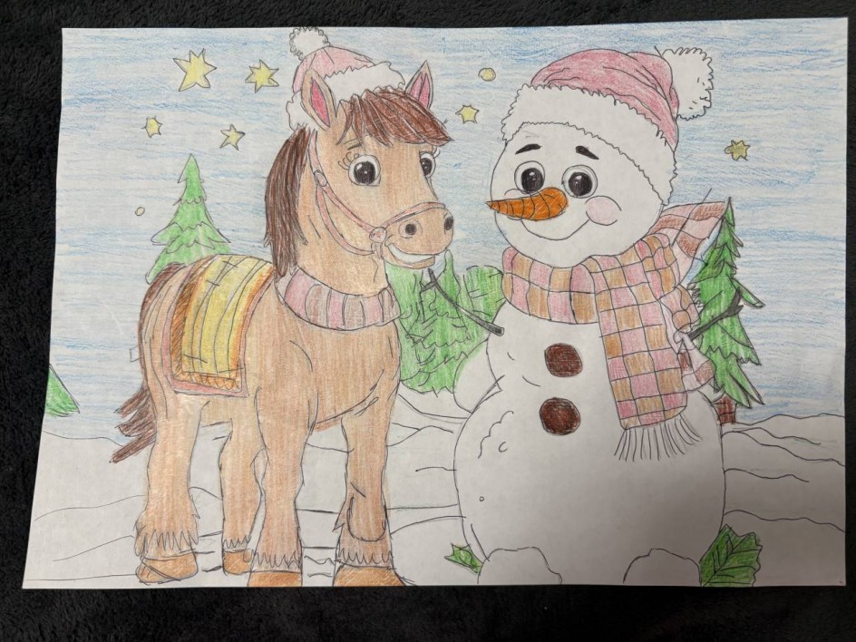 «Лошадка и снеговик: зимняя дружба»