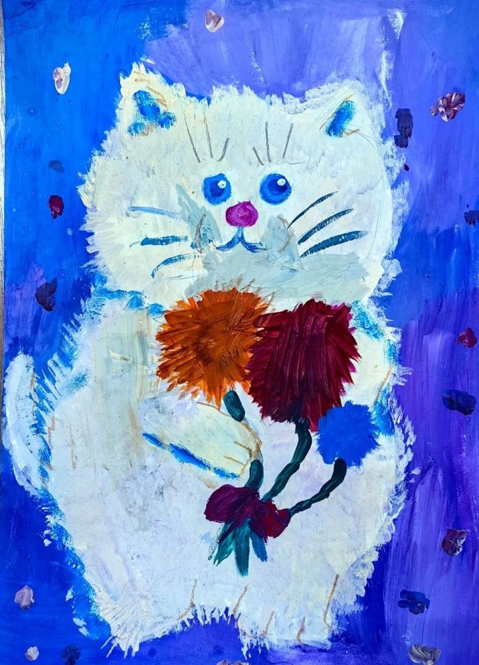 Мурзик с цветами