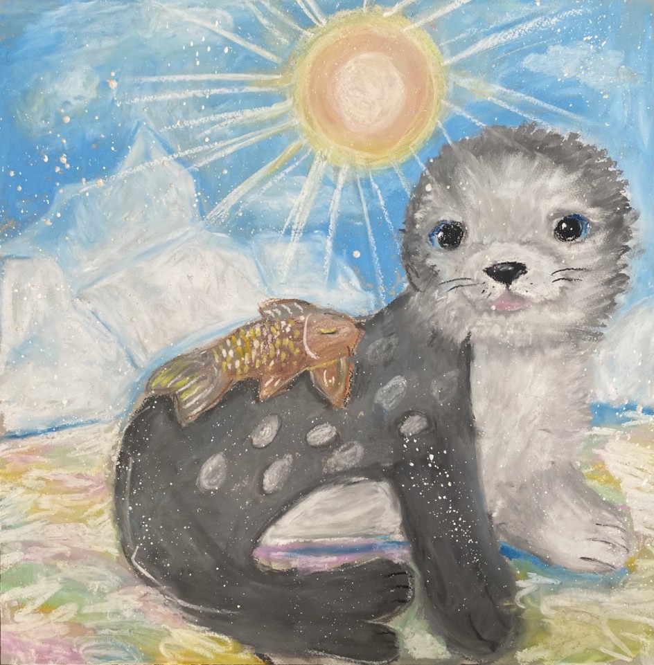 Тюлень поймал рыбку