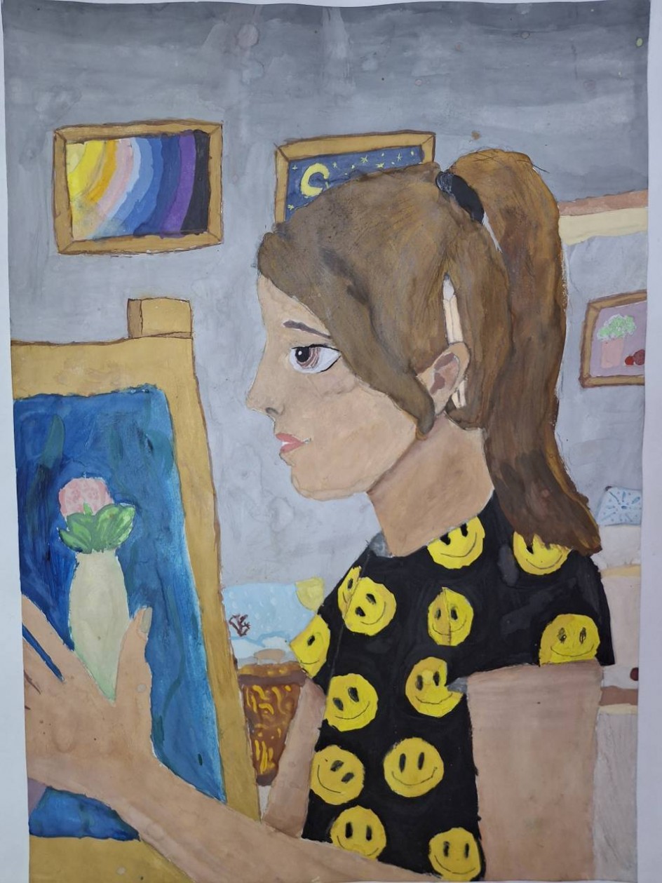 Портрет подруги за мольбертом