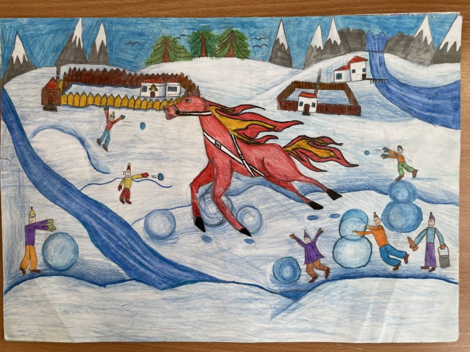 Зимние забавы с красным конём.