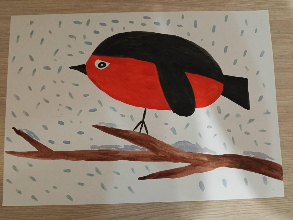 Снегирёк на ветки.