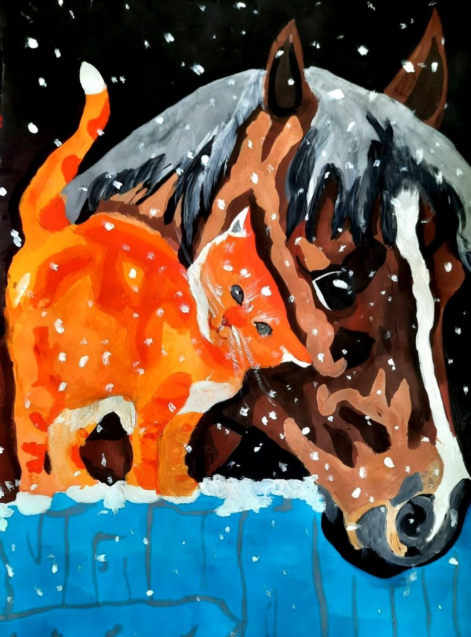 Лошадь и котенок