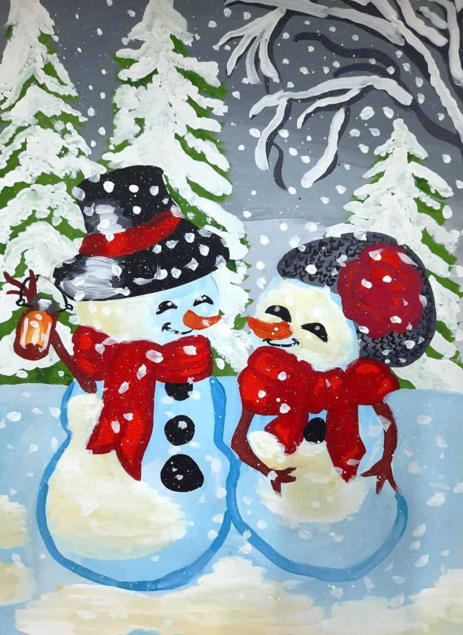 Влюбленные снеговички