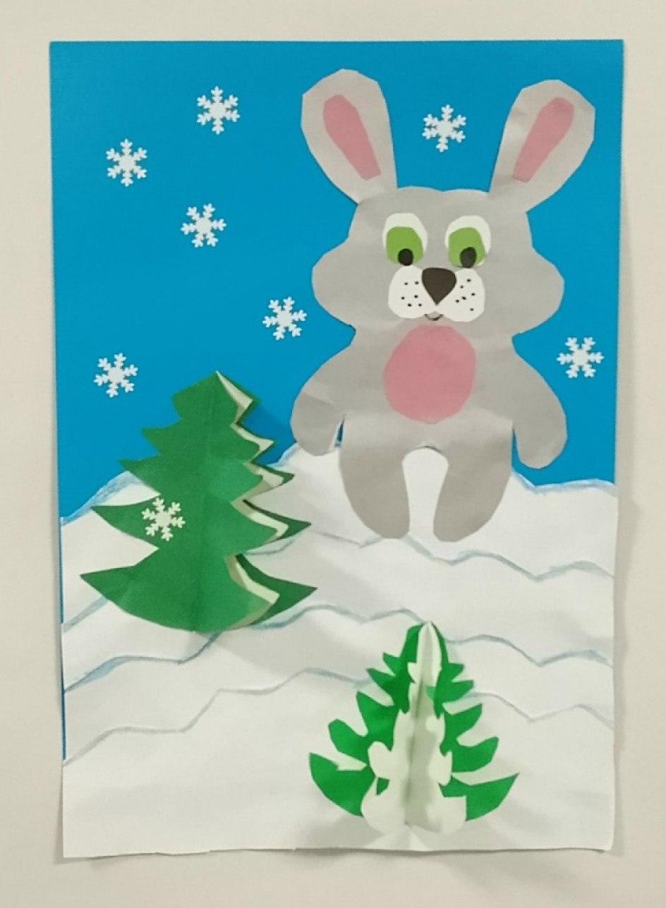 Зайка в зимнем лесу