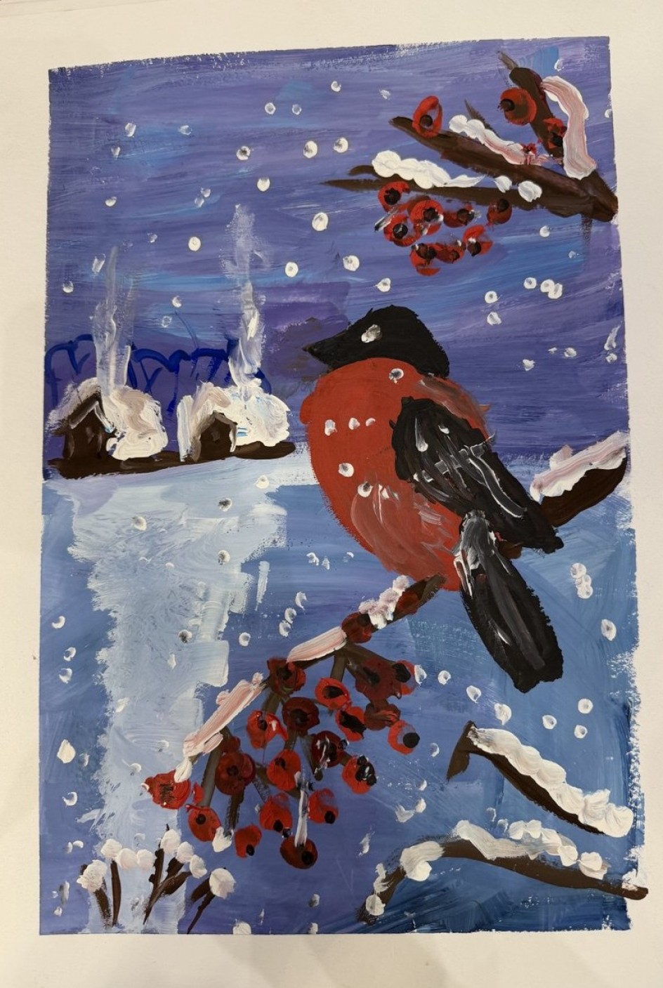 Снегирь морозной зимой