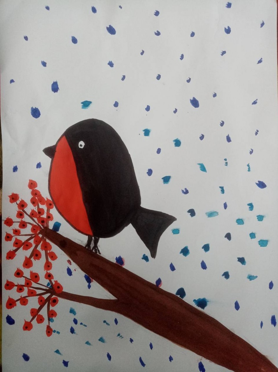 "Снегирь на ветке рябины"