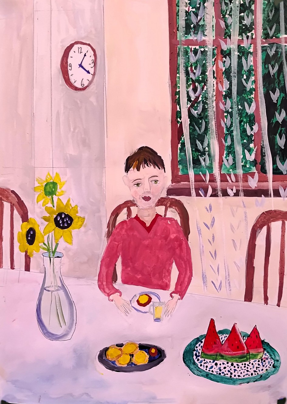 По мотивам работы Валентина Серова "Девочка с персиками"