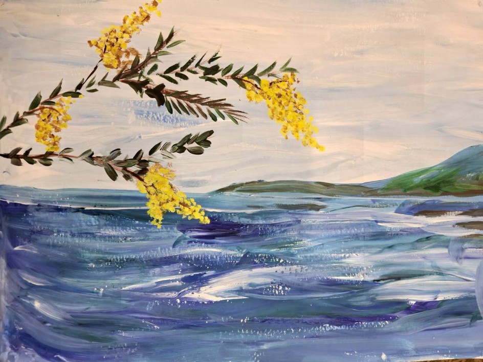 "Мимоза на фоне моря"