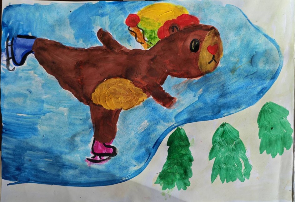 Капибара на коньках