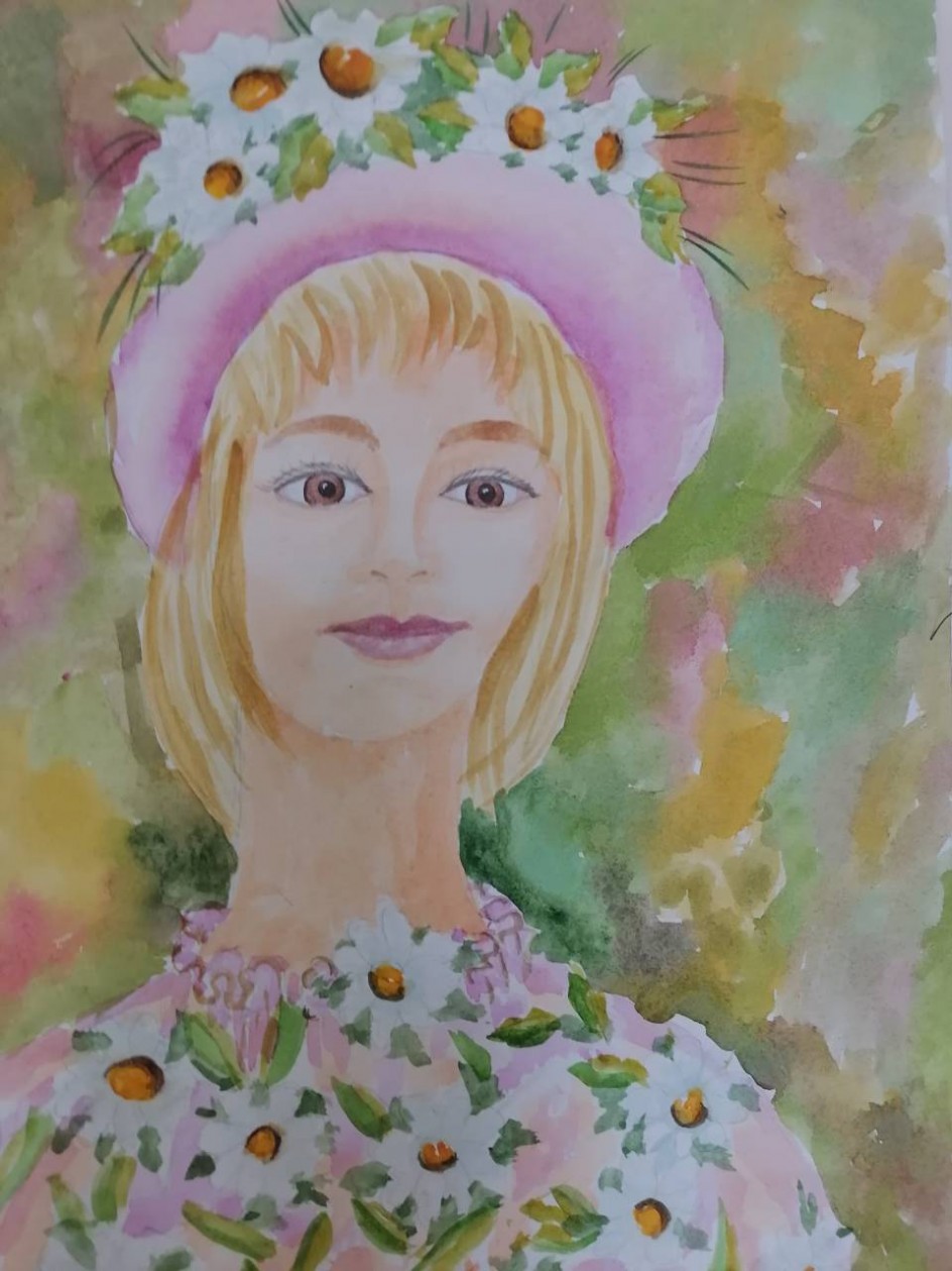 Мама в розовой шляпке