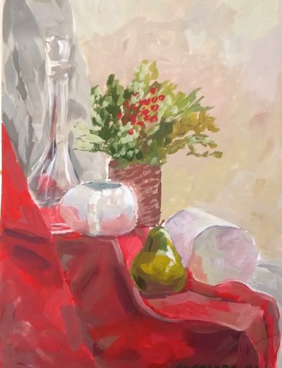 Натюрморт с красной драпировкой