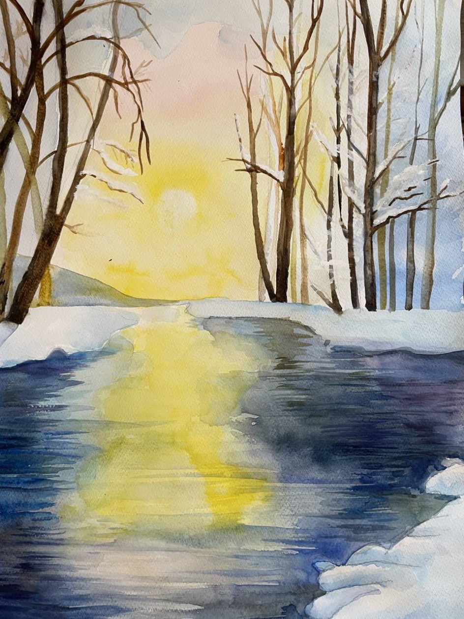 «Весенний рассвет» (акварель)