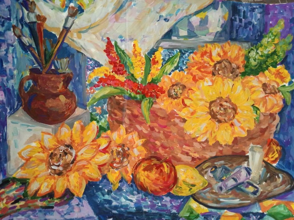 Корзина с подсолнухами