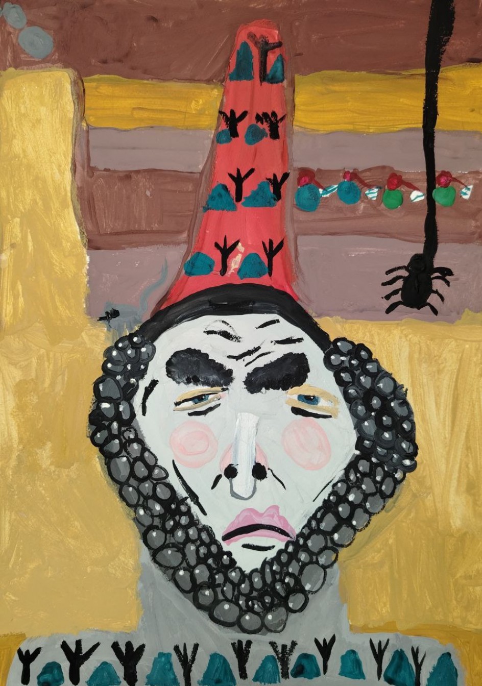 Иллюстрация к марийской сказке "Девочка и Вувер-кува". Портрет Вувер-кувы.