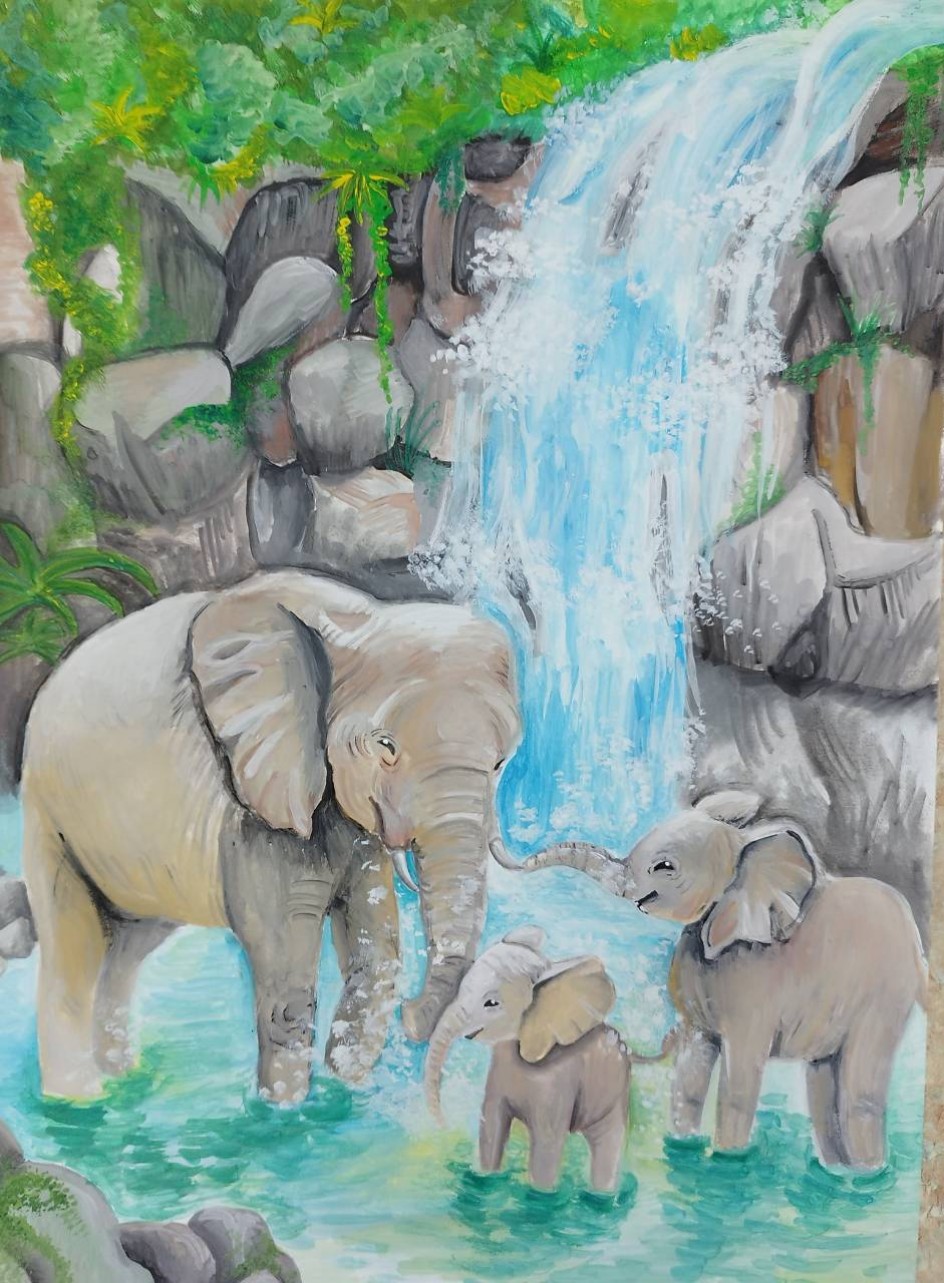 Купание слонят