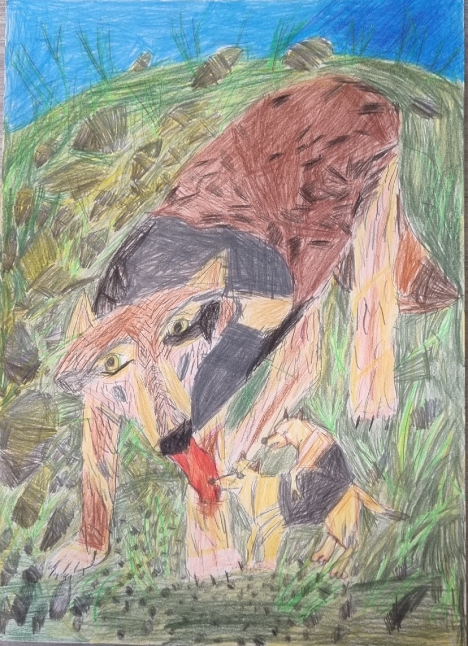 Волчица с волчатами