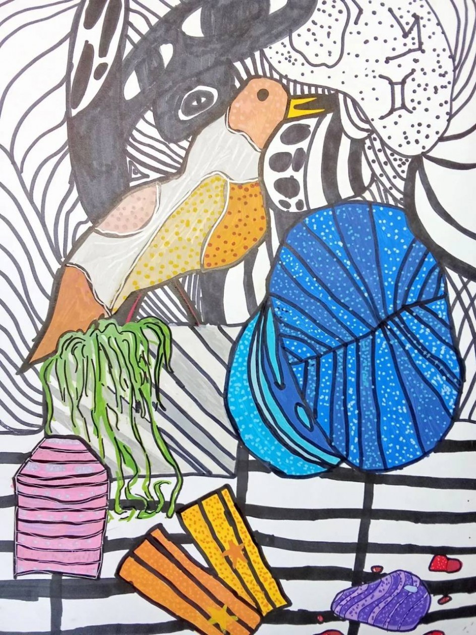 Игра линий: натюрморт с птицей