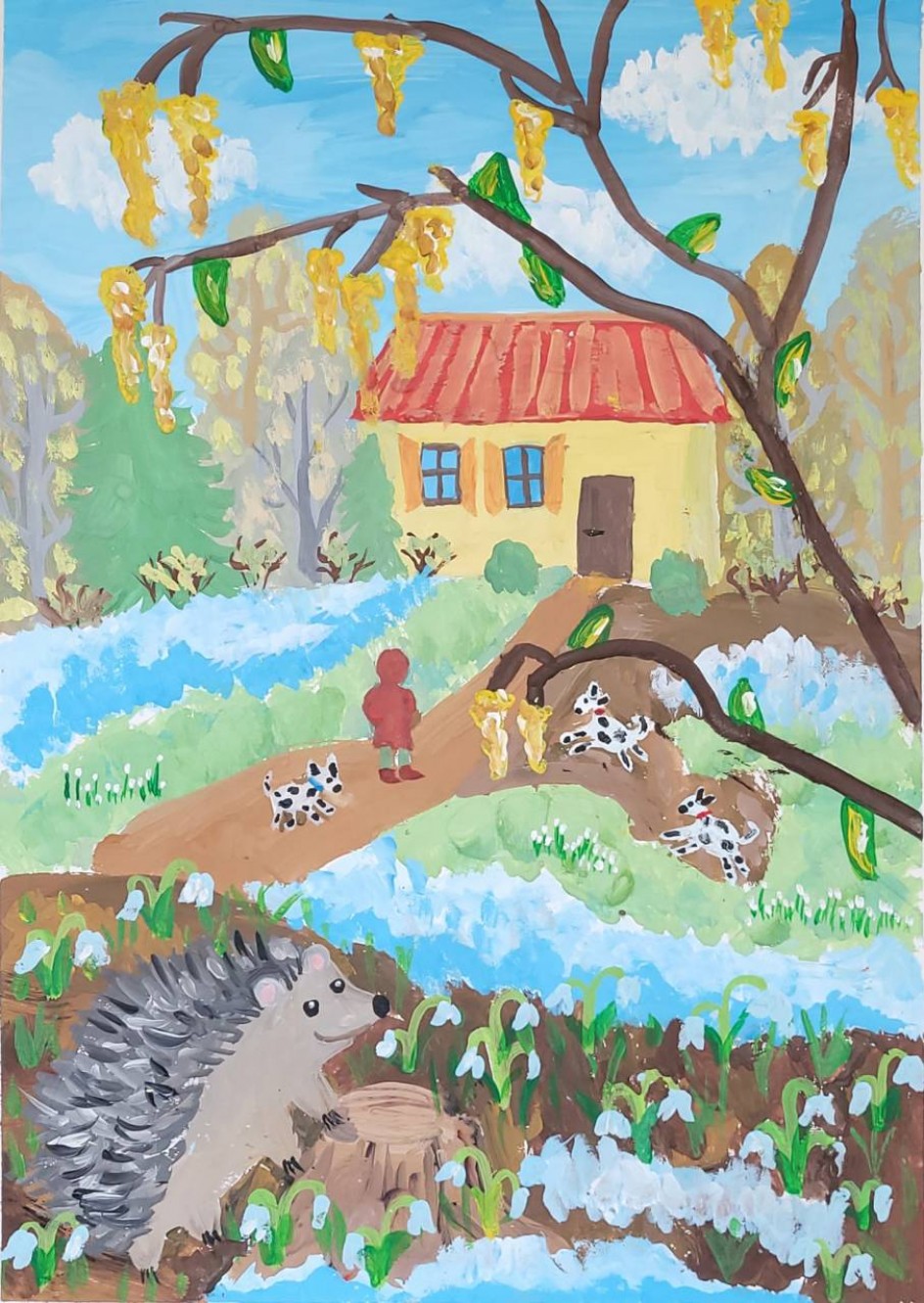 Весенний пейзаж с подснежниками