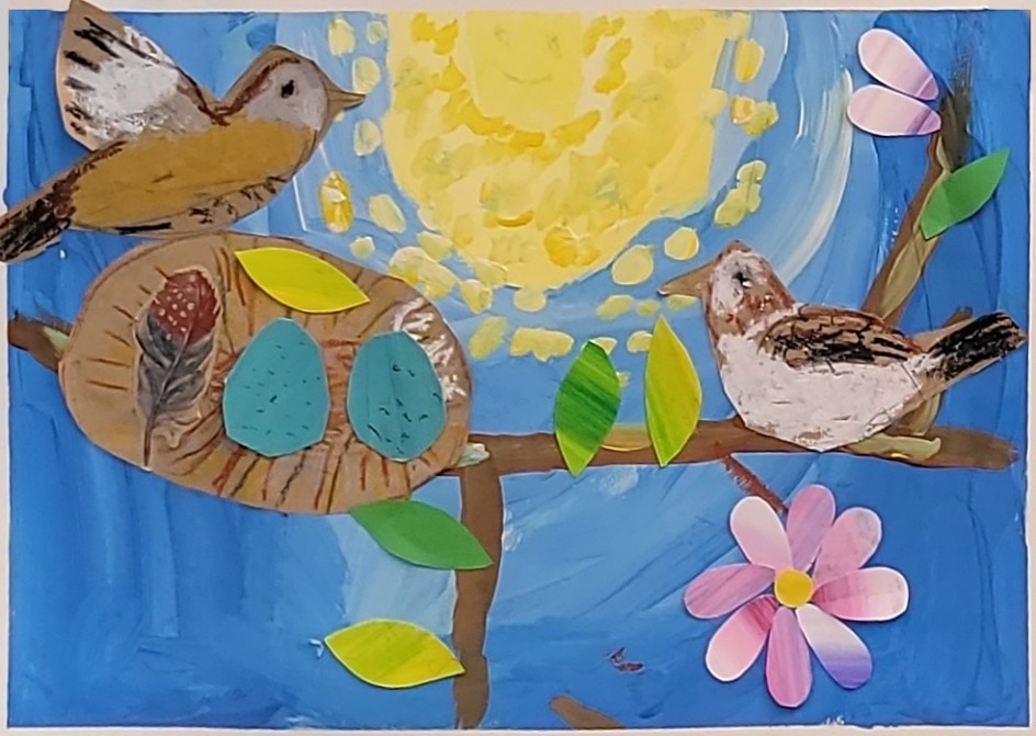 Пейзаж с весенними птицами