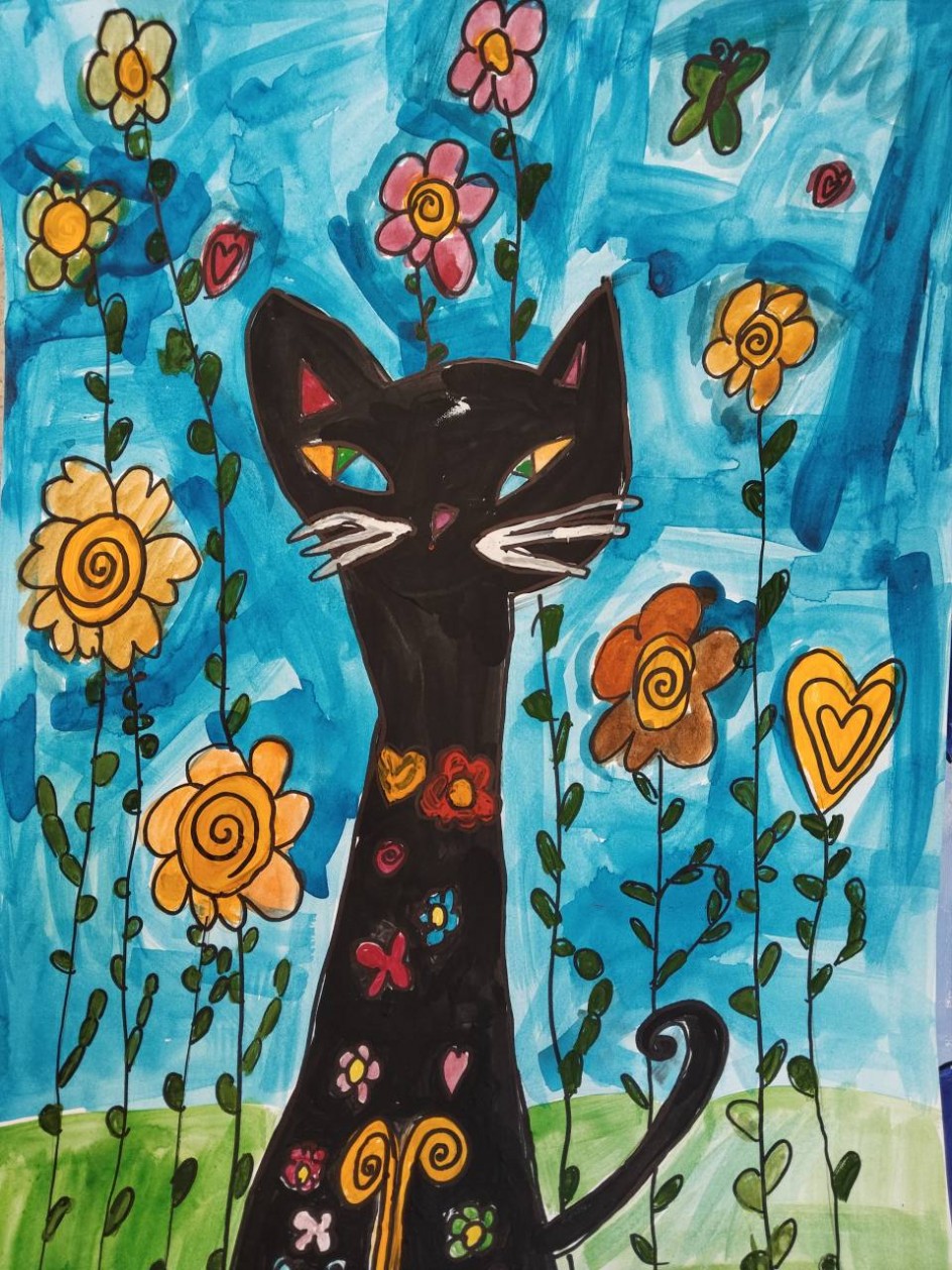 Кот в цветах