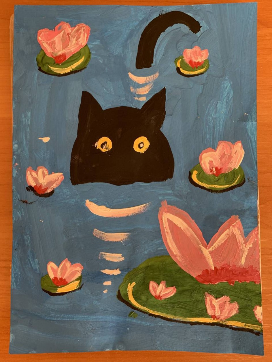 Кот и лотосы