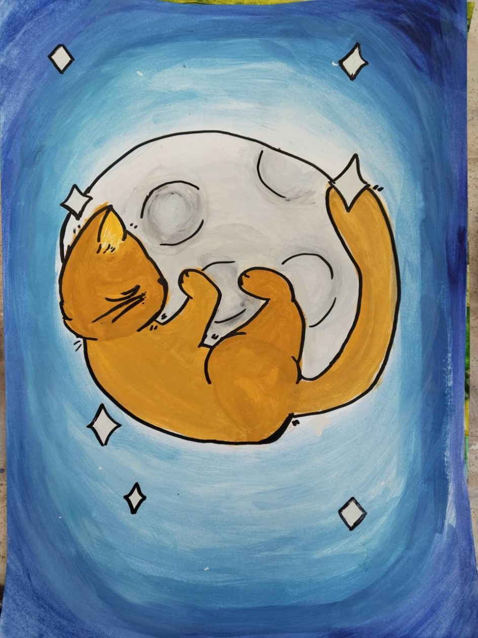 Луна в объятиях кота