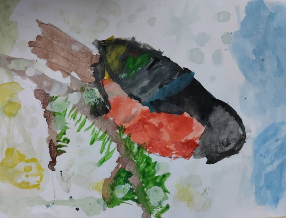 Снегирь на ели